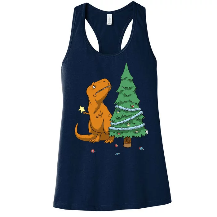 Cute T Rex Christmas Tree Women's Racerback Tank