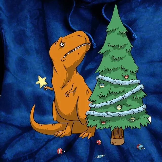 Cute T Rex Christmas Tree Tie Dye Hoodie