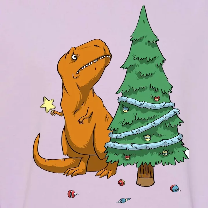 Cute T Rex Christmas Tree Garment-Dyed Sweatshirt