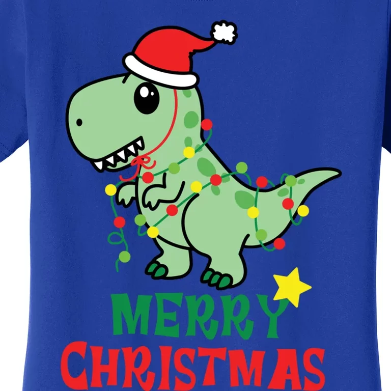 Cute T Rex Merry Christmas Dinosaur Tree Rex Pajama Lights Gift Women's T-Shirt