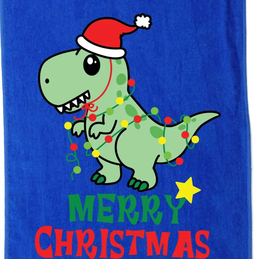 Cute T Rex Merry Christmas Dinosaur Tree Rex Pajama Lights Gift Platinum Collection Golf Towel