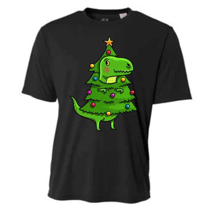 Cute Tree Rex Gift Funny Dinosaur Christmas Gift Cooling Performance Crew T-Shirt