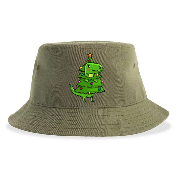 Cute Tree Rex Gift Funny Dinosaur Christmas Gift Sustainable Bucket Hat