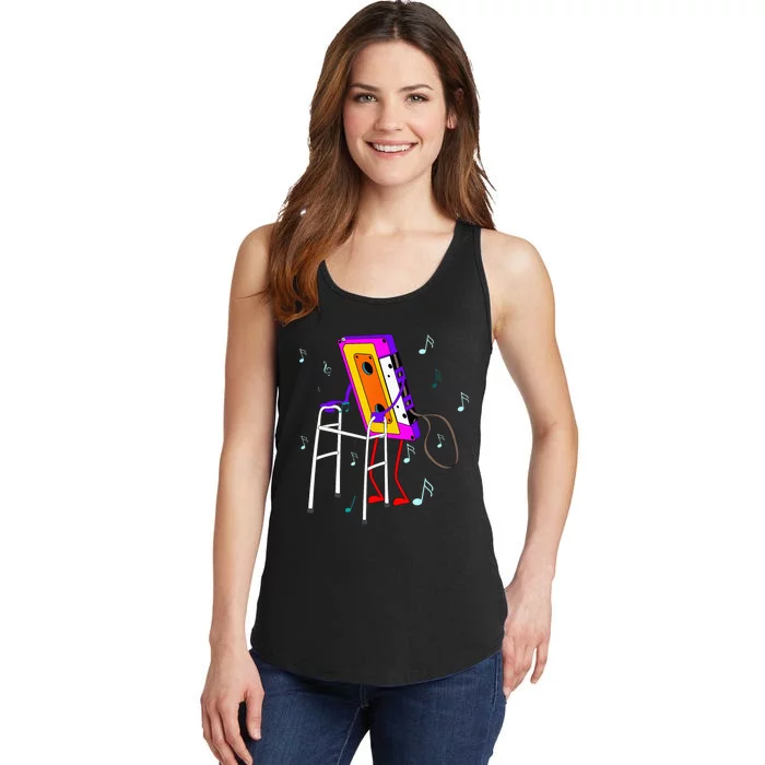 Cassette Tape Retro Vintage 70s 80s 90s Music Ladies Essential Tank