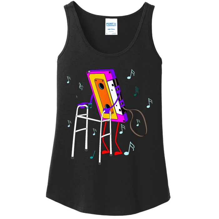 Cassette Tape Retro Vintage 70s 80s 90s Music Ladies Essential Tank