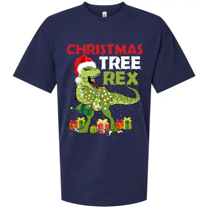 Christmas Tree Rex Trex Dinosaur Cool Gift Sueded Cloud Jersey T-Shirt