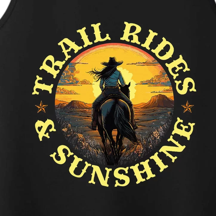 Country Trail Rides And Sunshine Horse Riding Cowgirl Performance Tank