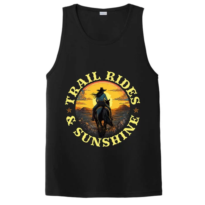 Country Trail Rides And Sunshine Horse Riding Cowgirl Performance Tank