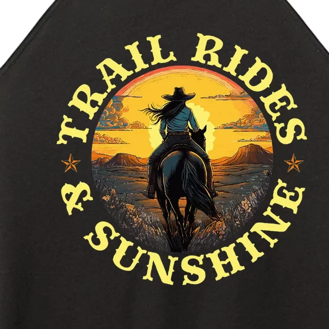 Country Trail Rides And Sunshine Horse Riding Cowgirl Women’s Perfect Tri Rocker Tank