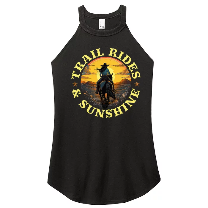 Country Trail Rides And Sunshine Horse Riding Cowgirl Women’s Perfect Tri Rocker Tank