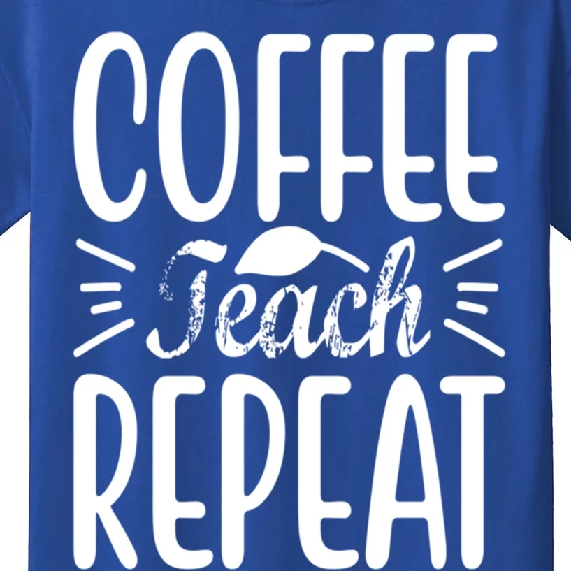 Coffee Teach Repeat Retro Back To School Teacher Gift Kids T-Shirt