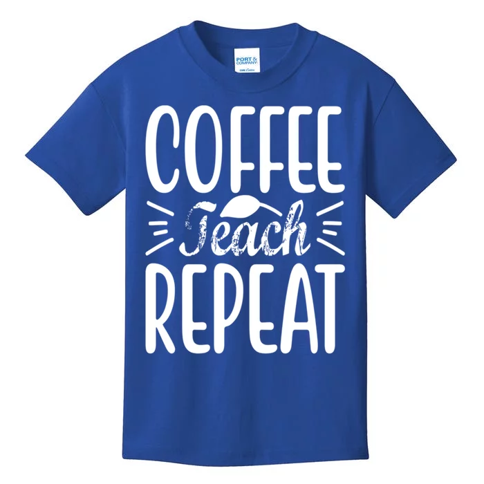 Coffee Teach Repeat Retro Back To School Teacher Gift Kids T-Shirt