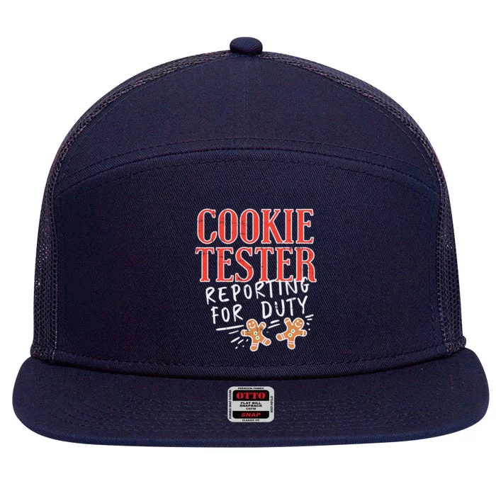 Cookie Tester Reporting Duty Funny Christmas Xmas Gift Cool Gift 7 Panel Mesh Trucker Snapback Hat