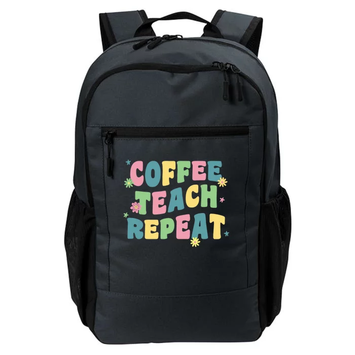 Coffee Teach Repeat Retro Groovy Back To School Teacher Gift Daily Commute Backpack