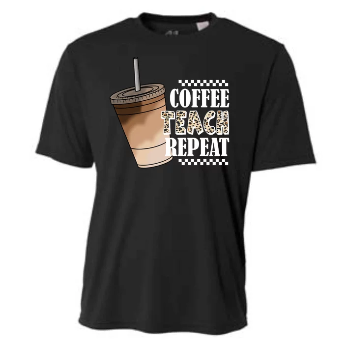 Coffee Teach Repeat Cute Teacher Gift Cooling Performance Crew T-Shirt