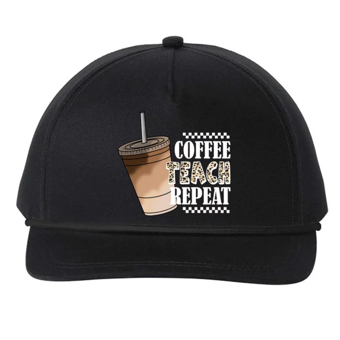 Coffee Teach Repeat Cute Teacher Gift Snapback Five-Panel Rope Hat