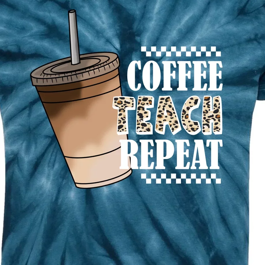 Coffee Teach Repeat Cute Teacher Gift Kids Tie-Dye T-Shirt