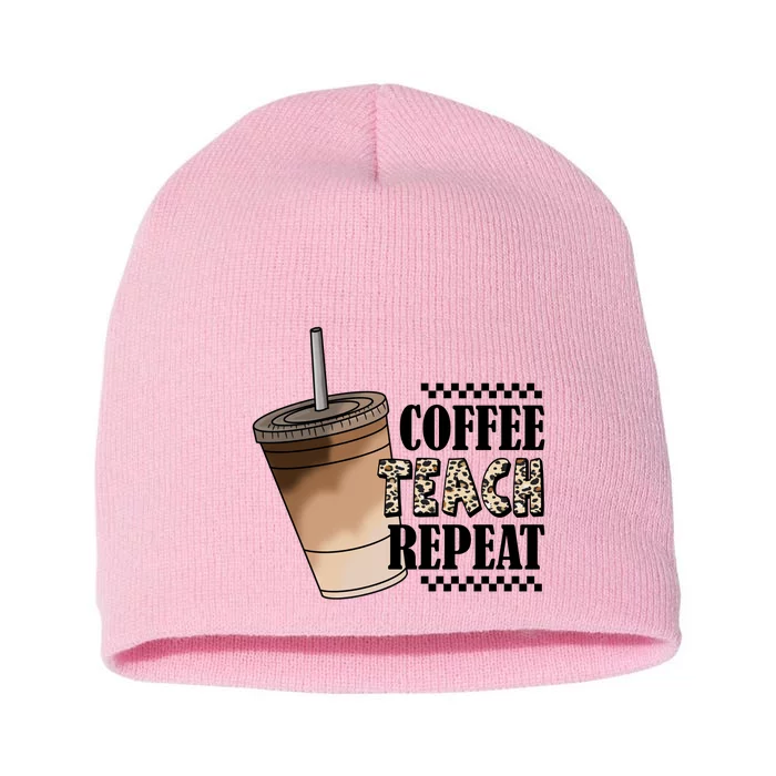 Coffee Teach Repeat Cute Teacher Gift Short Acrylic Beanie