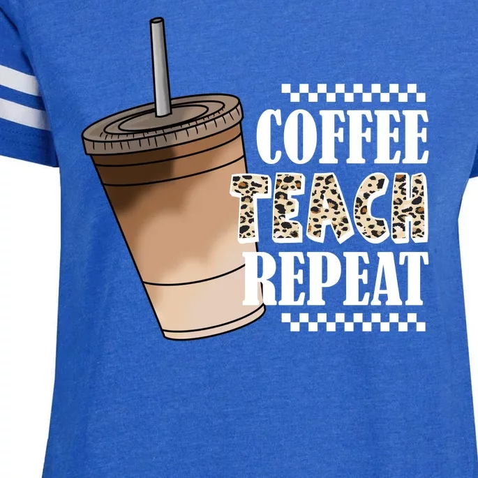 Coffee Teach Repeat Cute Teacher Gift Enza Ladies Jersey Football T-Shirt