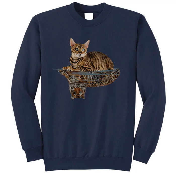 Cats Tiger Reflection Mirror Animal Cats Lovers Tall Sweatshirt