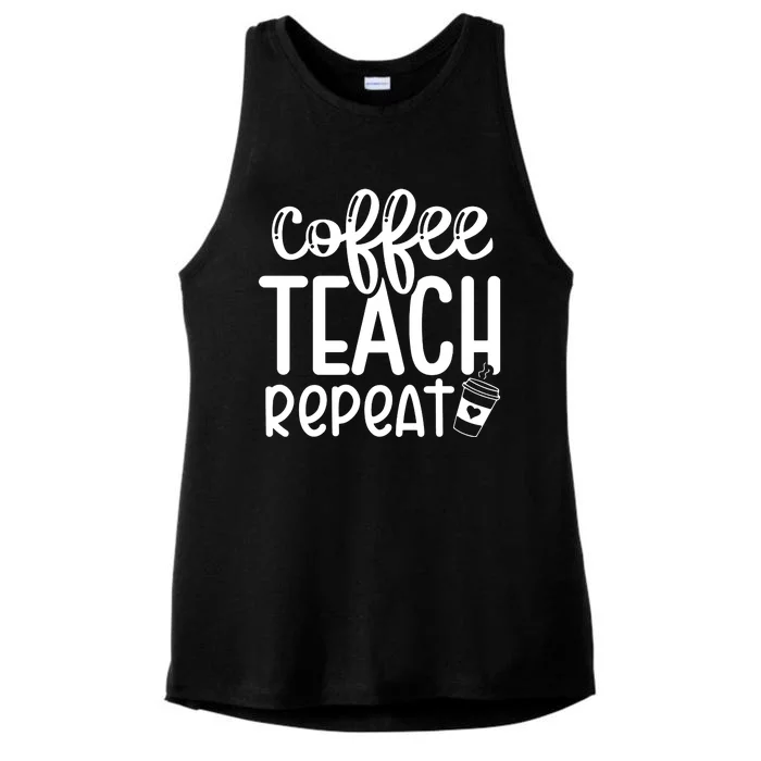 Coffee Teach Repeat Ladies Tri-Blend Wicking Tank