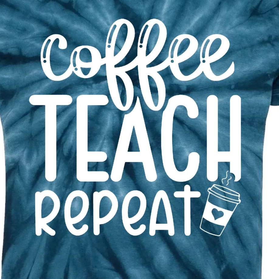 Coffee Teach Repeat Kids Tie-Dye T-Shirt