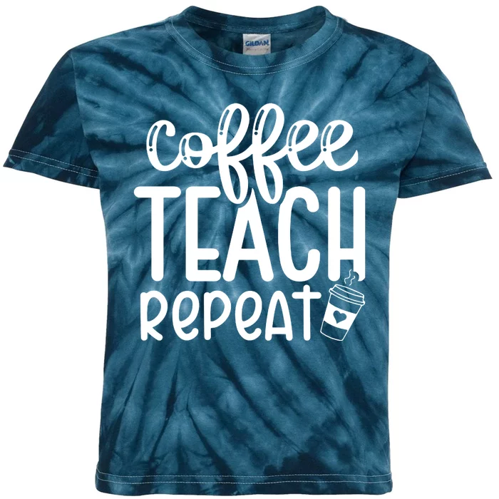 Coffee Teach Repeat Kids Tie-Dye T-Shirt