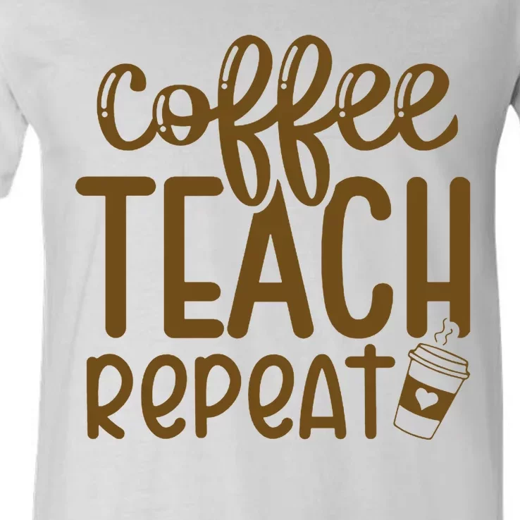 Coffee Teach Repeat V-Neck T-Shirt