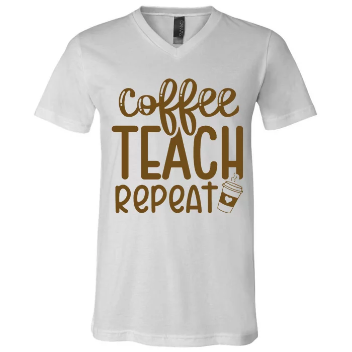 Coffee Teach Repeat V-Neck T-Shirt