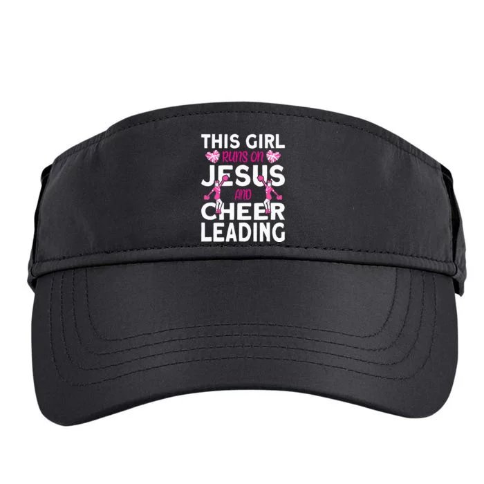 Cheer This Runs on Jesus and Cheerleading Adult Drive Performance Visor