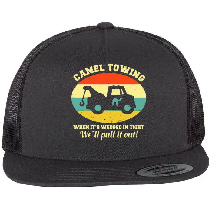 Camel Towing Retro Adult Humor Saying Funny Halloween Flat Bill Trucker Hat