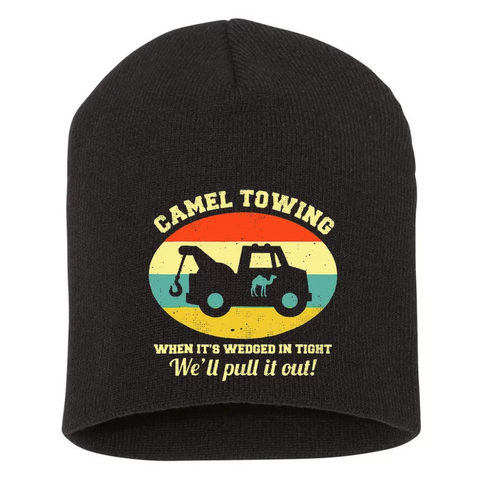 Camel Towing Retro Adult Humor Saying Funny Halloween Short Acrylic Beanie