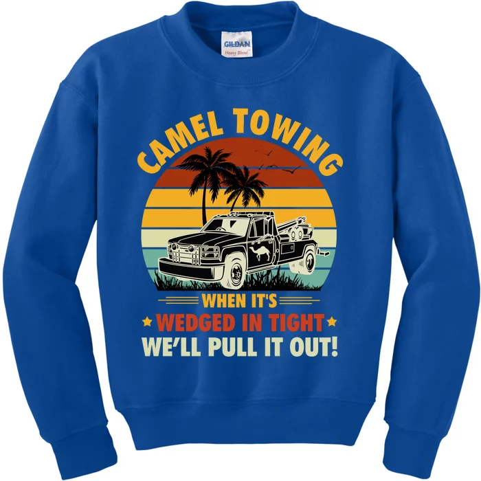 Camel Towing Retro Adult Humor Saying Funny Halloween Gift Kids Sweatshirt