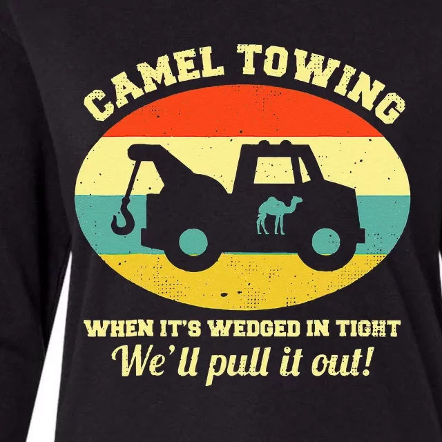 Camel Towing Retro Adult Humor Saying Funny Womens Cotton Relaxed Long Sleeve T-Shirt