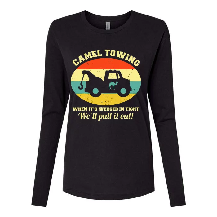 Camel Towing Retro Adult Humor Saying Funny Womens Cotton Relaxed Long Sleeve T-Shirt