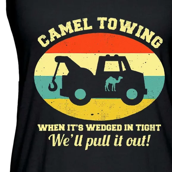 Camel Towing Retro Adult Humor Saying Funny Ladies Essential Flowy Tank