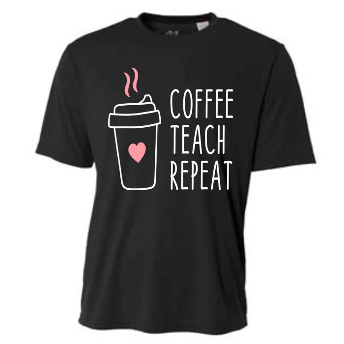 Coffee Teach Repeat Funny Sarcastic 100 Days School Gift Cooling Performance Crew T-Shirt