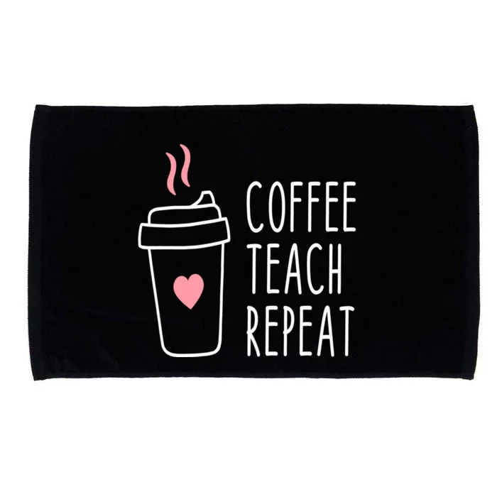 Coffee Teach Repeat Funny Sarcastic 100 Days School Gift Microfiber Hand Towel