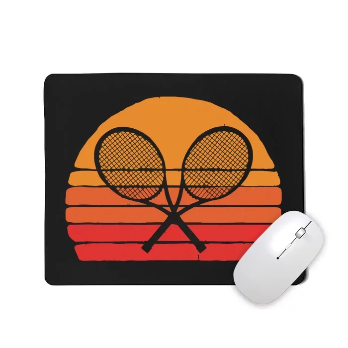 Crossed Tennis Racquets Retro 80s Sun Vintage Graphic Mousepad