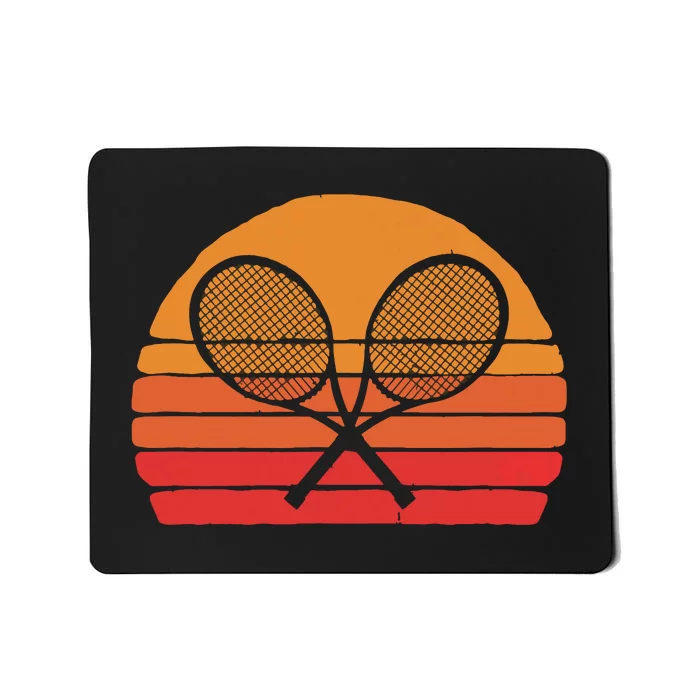 Crossed Tennis Racquets Retro 80s Sun Vintage Graphic Mousepad