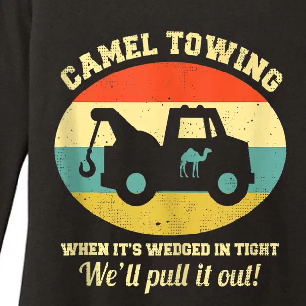 Camel Towing Retro Adult Humor Saying Funny Halloween Funny Womens CVC Long Sleeve Shirt