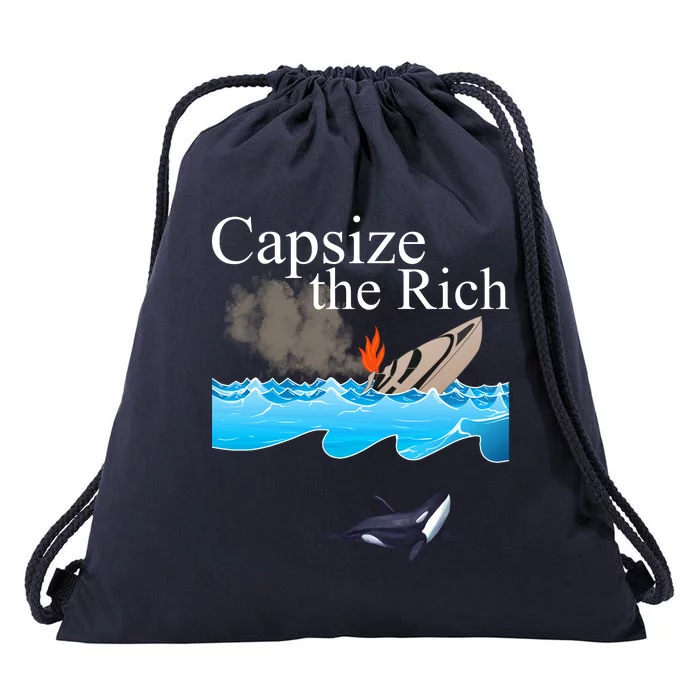 Capsize The Rich Orca Awareness Drawstring Bag