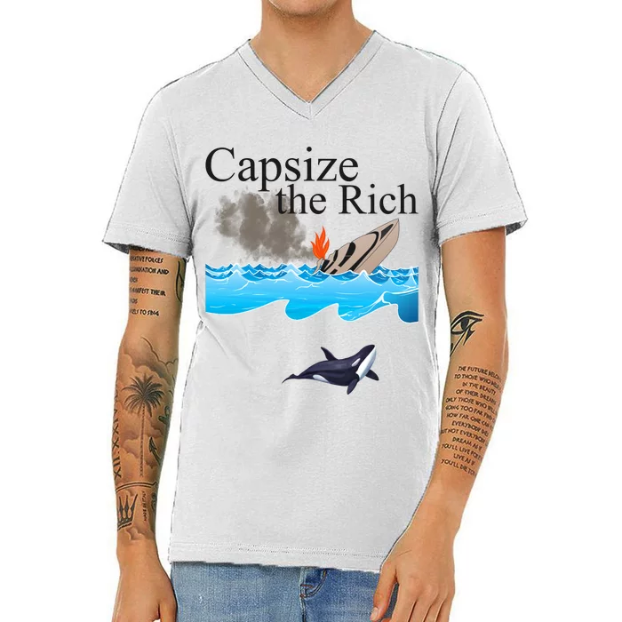 Capsize The Rich Orca Awareness V-Neck T-Shirt