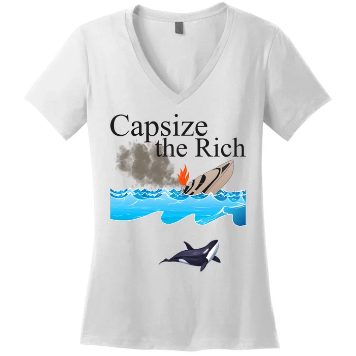 Capsize The Rich Orca Awareness Women's V-Neck T-Shirt