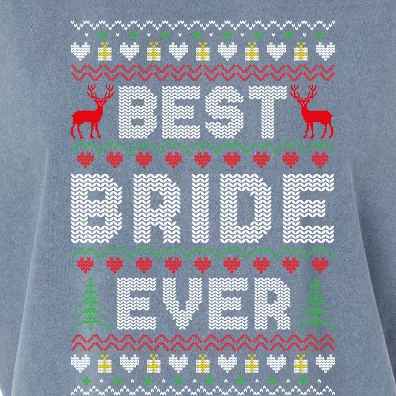 Christmas Tree Reindeer Ugly Xmas Holiday Best Bride Ever Gift Garment-Dyed Women's Muscle Tee