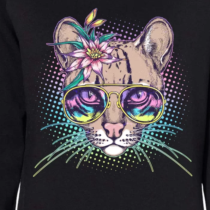 Cute Tropical Rainbow Ocelot Cat Womens California Wash Sweatshirt