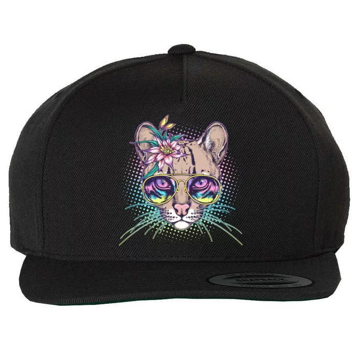 Cute Tropical Rainbow Ocelot Cat Wool Snapback Cap