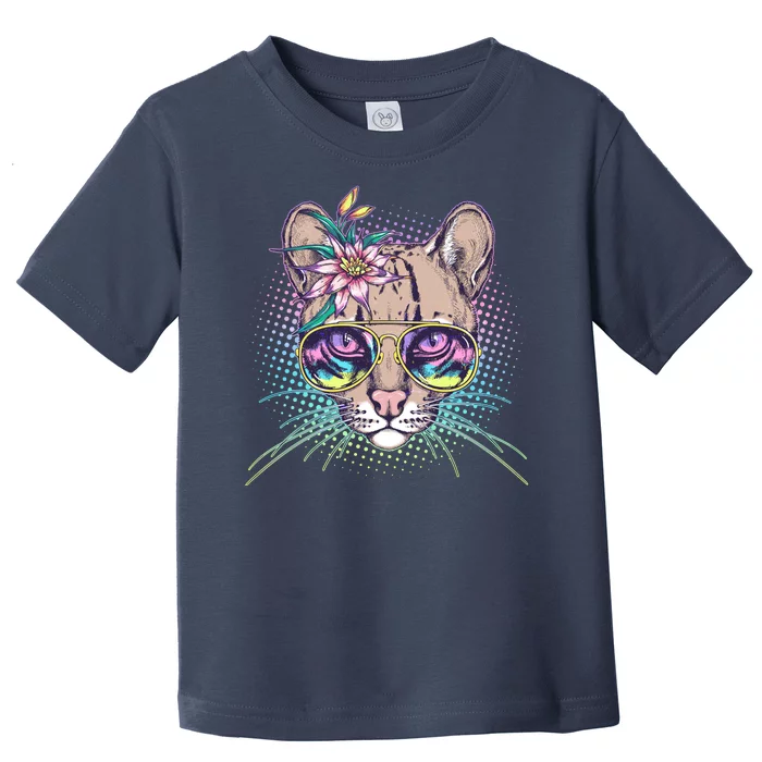 Cute Tropical Rainbow Ocelot Cat Toddler T-Shirt