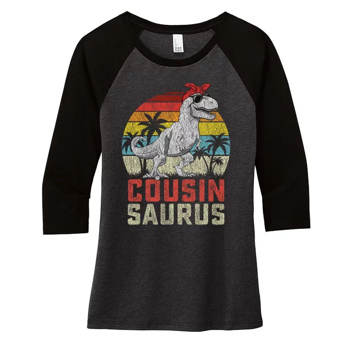 Cousinsaurus T Rex Dinosaur Cousin Saurus MotherS Family Women's Tri-Blend 3/4-Sleeve Raglan Shirt