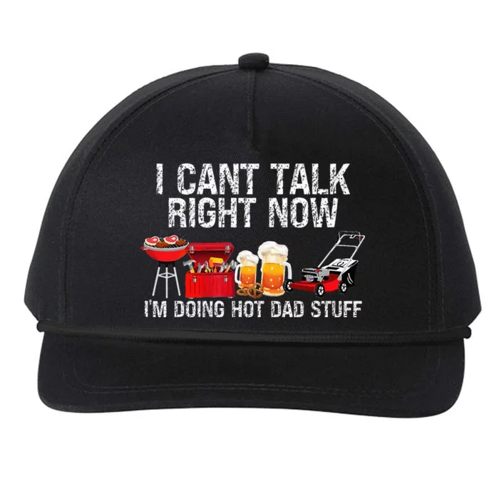 Can't Talk Right Now I'm Doing Hot Dad Stuff lawn mower Beer Snapback Five-Panel Rope Hat